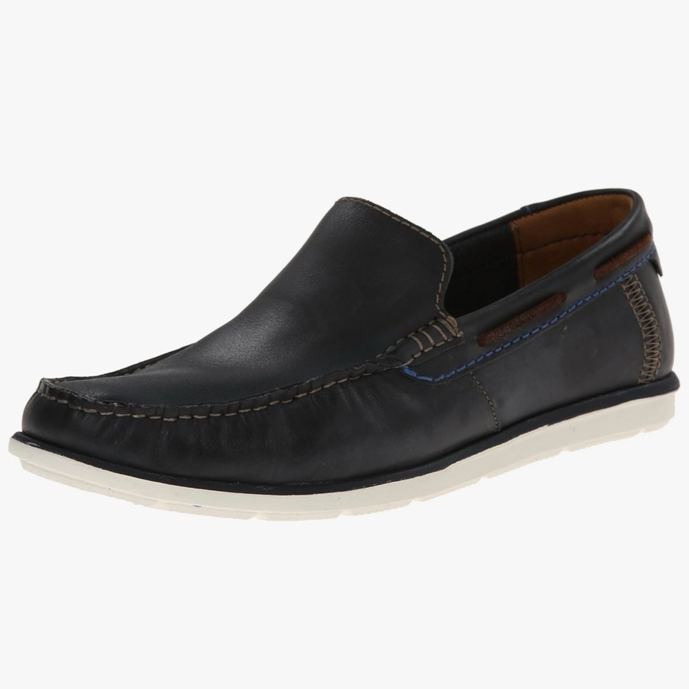 Clarks Kelan Lane Navy Leather Loafers Men’s Size 11 - Picture 12 of 14